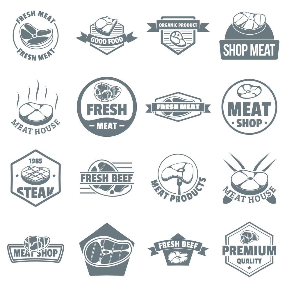 Steak logo icons set, simple style vector