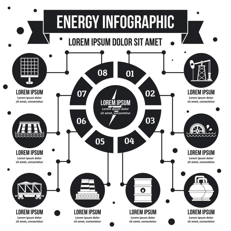 Energy infographic concept, simple style vector
