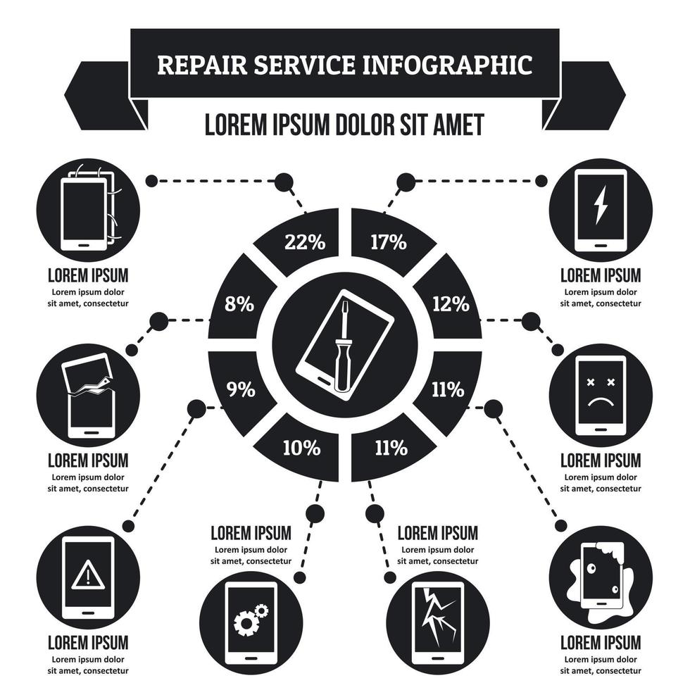 Repair service infographic concept, simple style vector