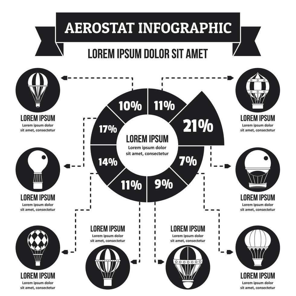 concepto de infografía aerostato, estilo simple vector