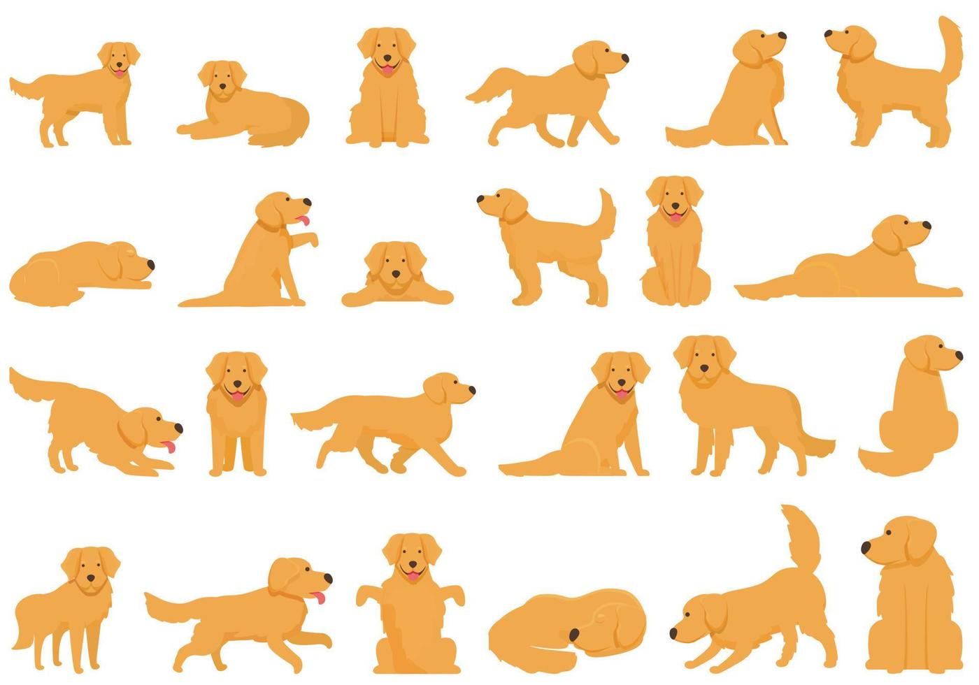 iconos de golden retriever establecen vector de dibujos animados. perro labrador