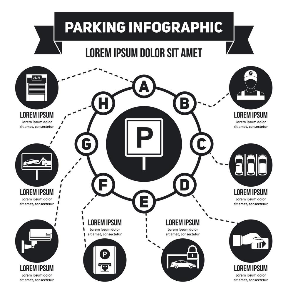 Parking infographic concept, simple style vector