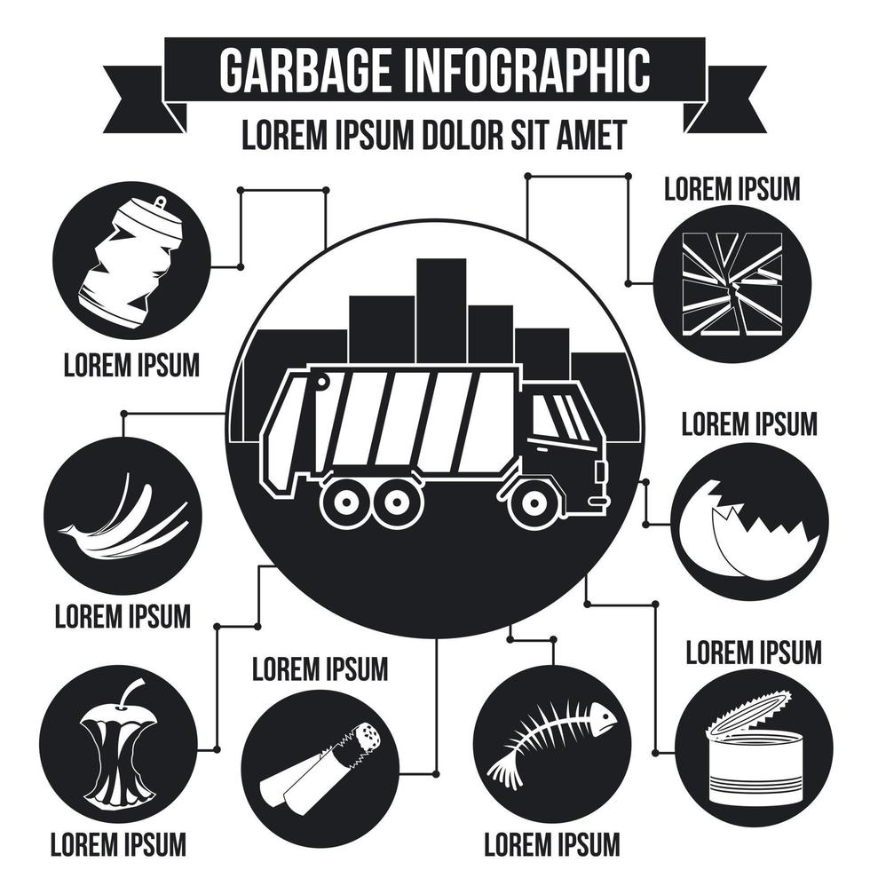 concepto infográfico de basura, estilo simple vector