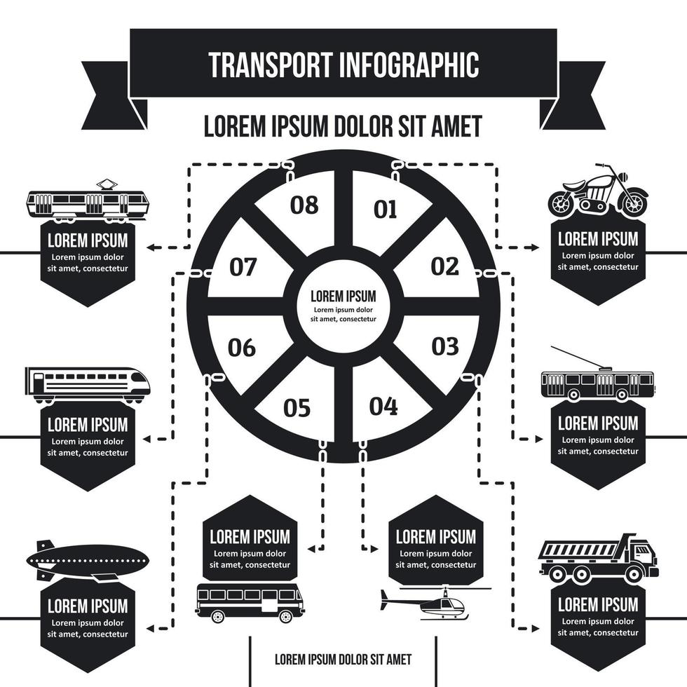 Transport infographic concept, simple style vector