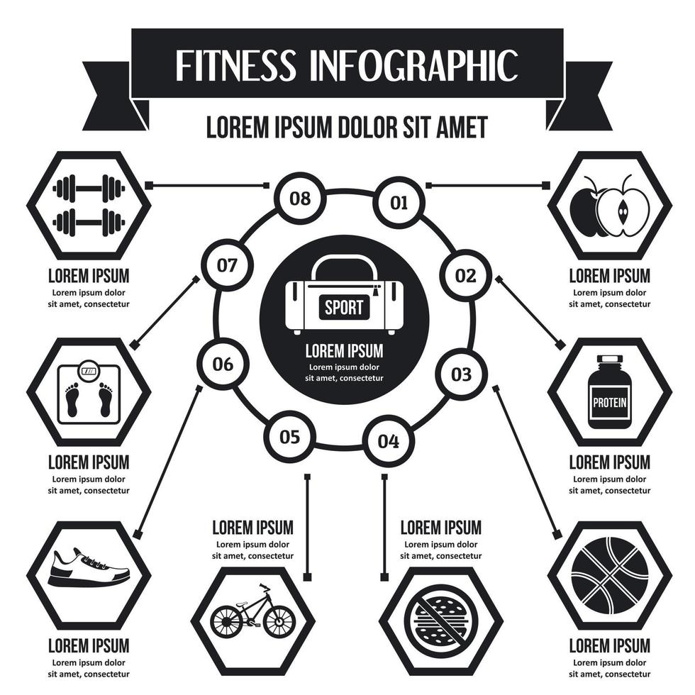 concepto de infografía de fitness, estilo simple vector