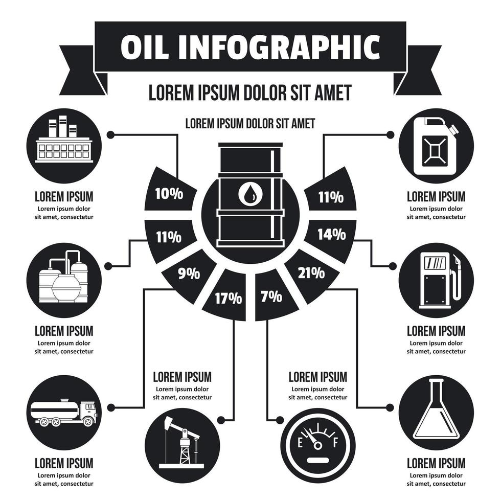 concepto infográfico de aceite, estilo simple vector