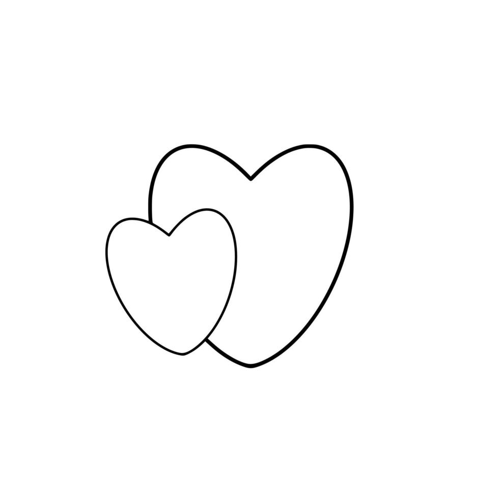 Set of hearts. Black and white vector