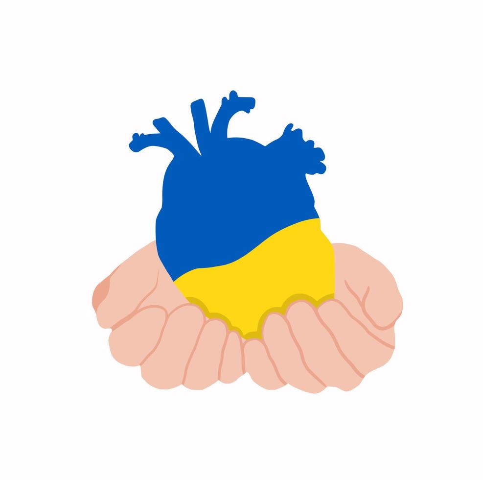 Vector hands with Ukraine heart