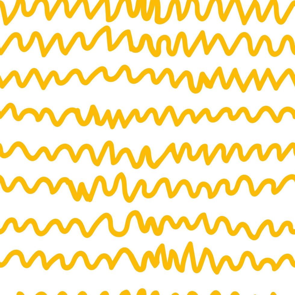 Wavy yellow stripes on white background, seamless pattern vector