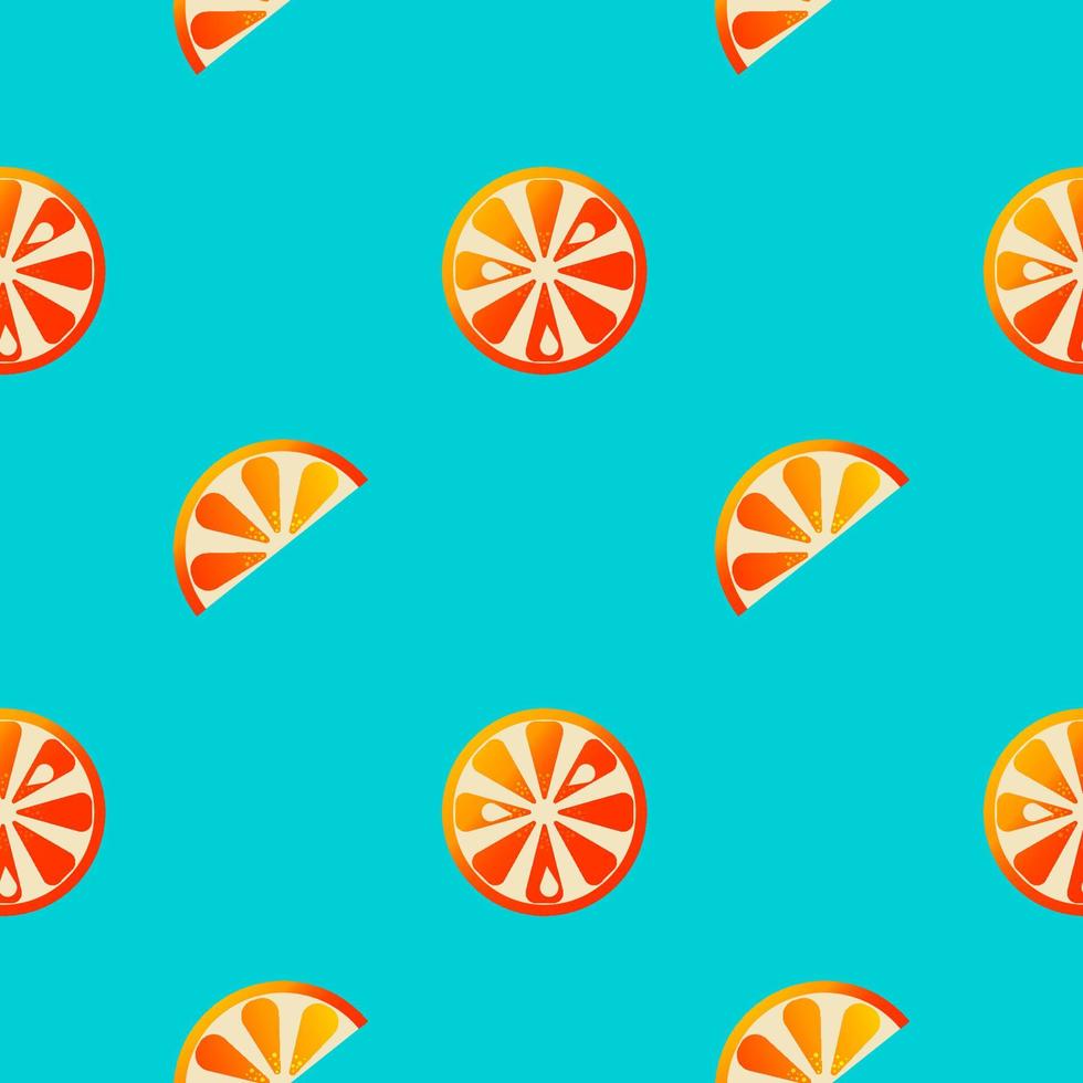 Orange seamless pattern. Blue background. Graphic design. vector