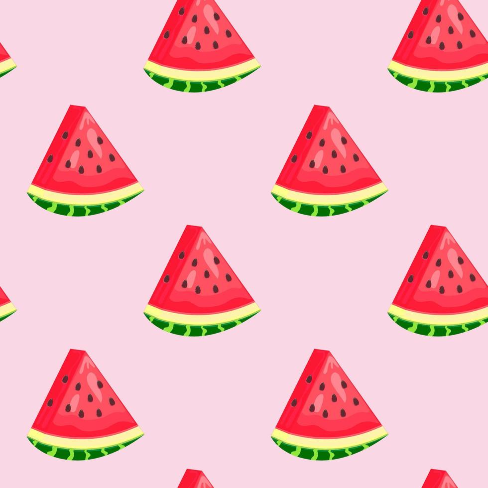 Watermelon seamless pattern on the light pink background. Graphic design. vector