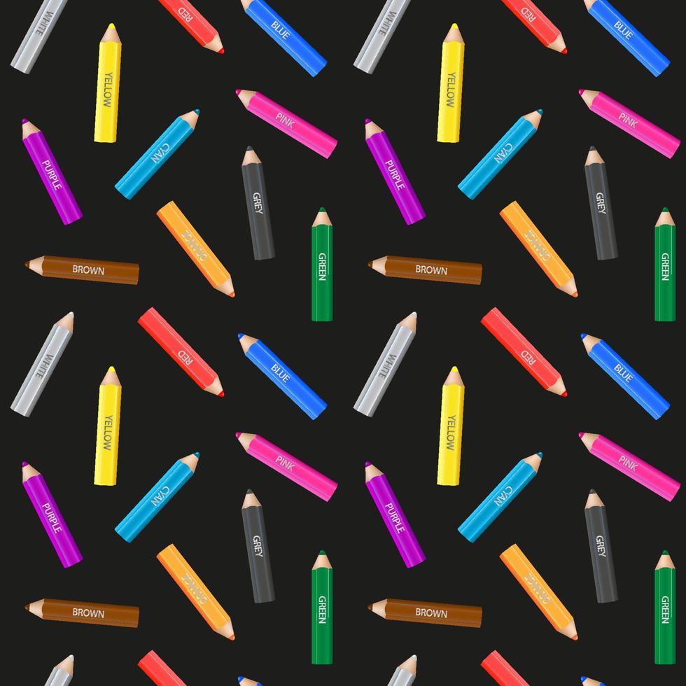 Pencil seamless pattern. Black background. Graphic design. vector