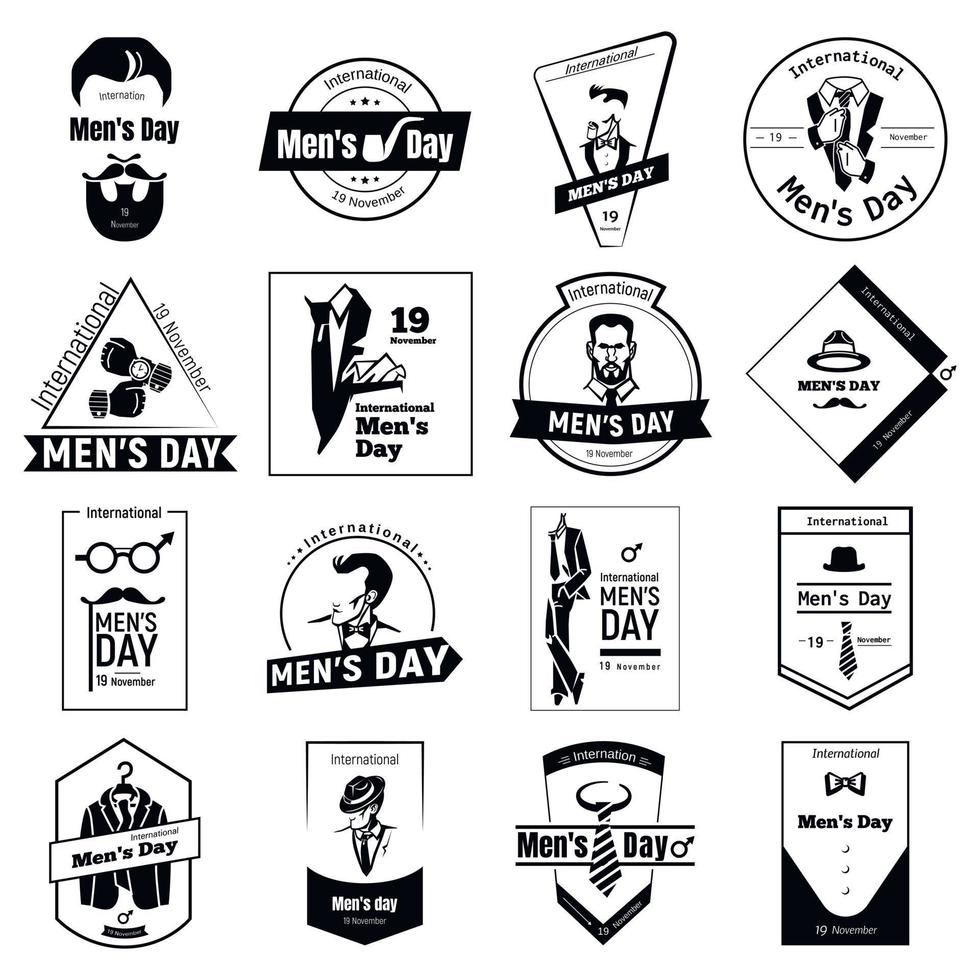 November mens day logo set, simple style vector