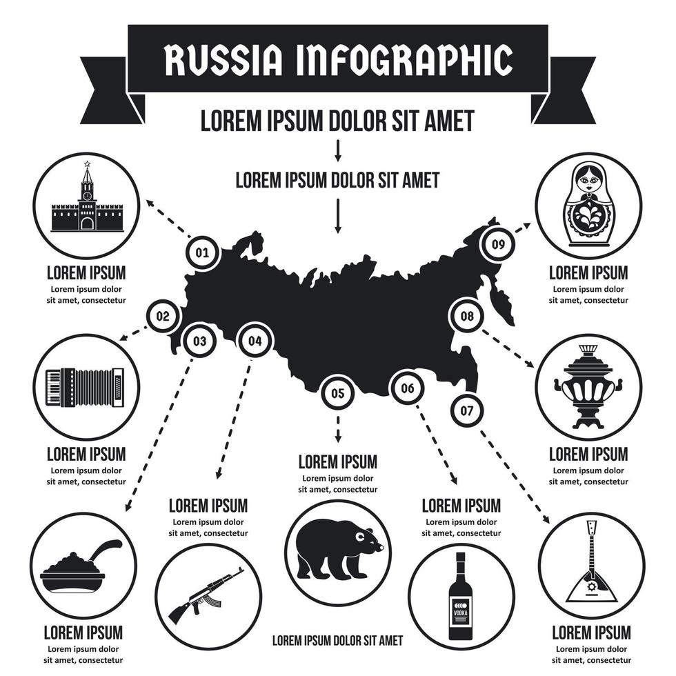 Russia infographic concept, simpleq style vector