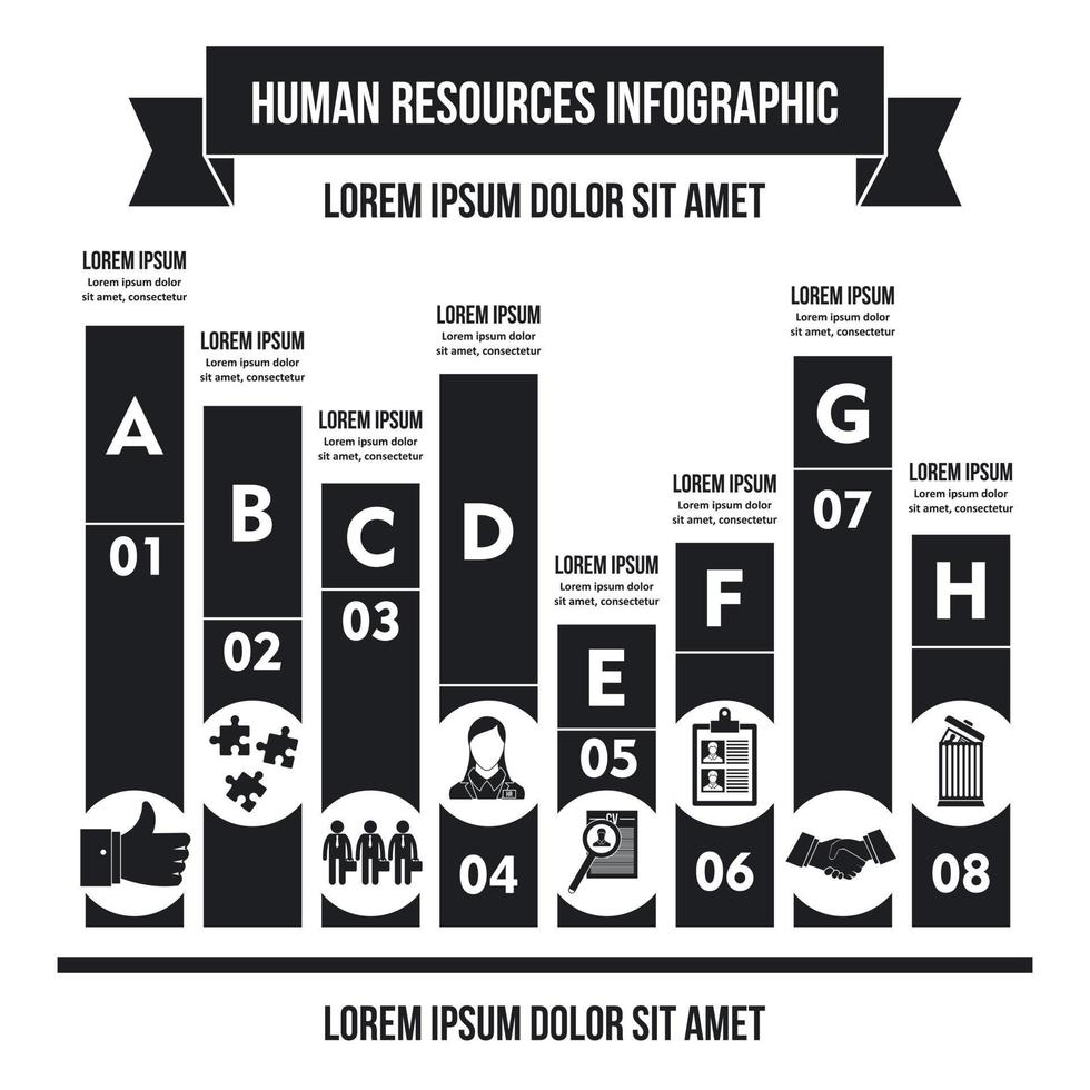 concepto de infografía de recursos humanos, estilo simple vector