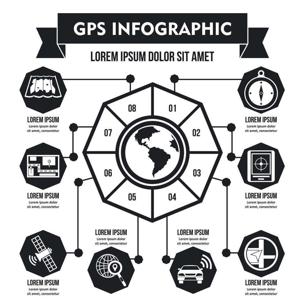 concepto infográfico de navegación gps, estilo simple vector