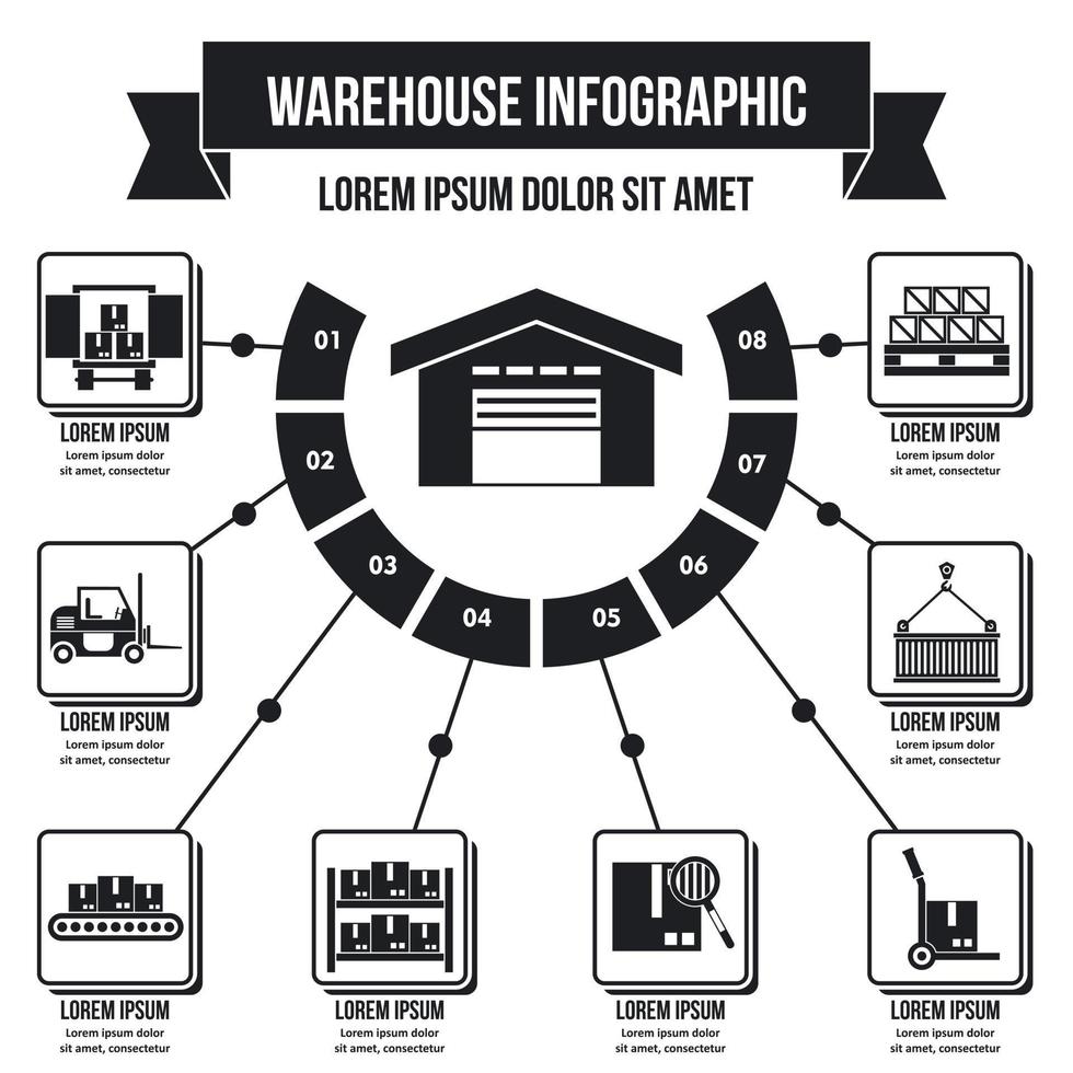 Warehouse infographic concept, simple style vector