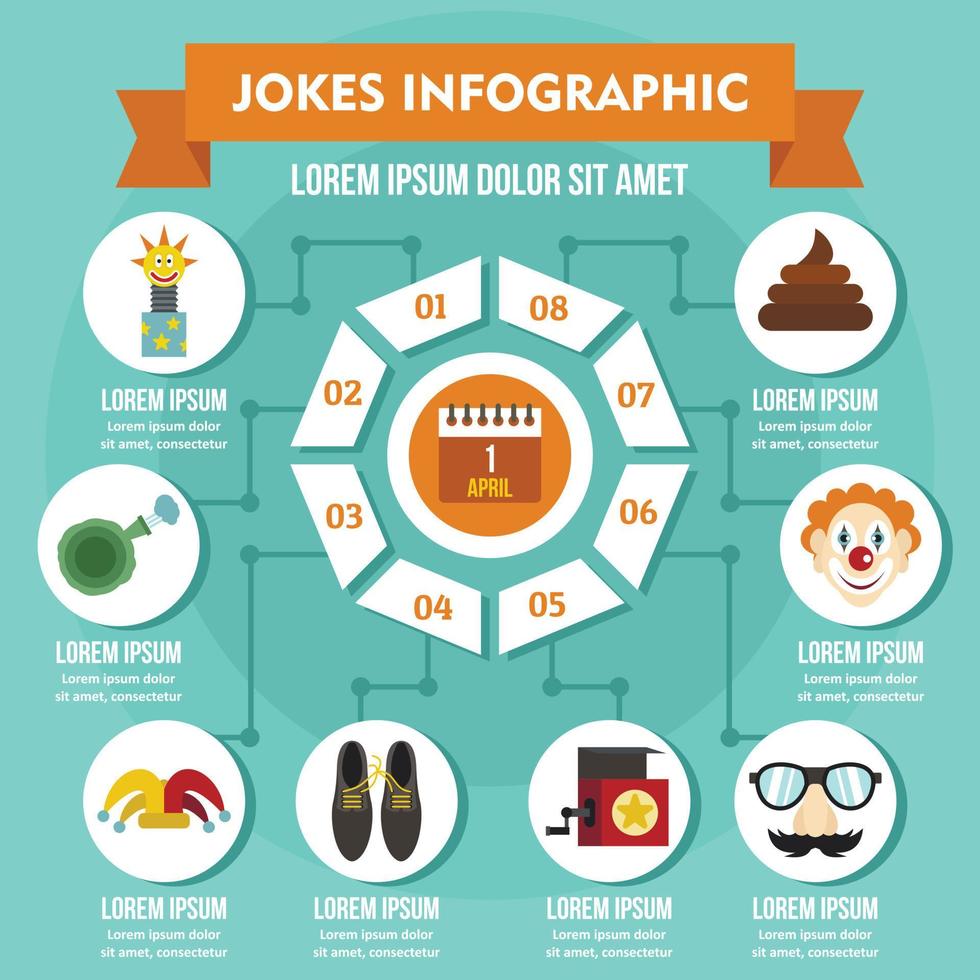 Jokes infographic concept, flat style vector