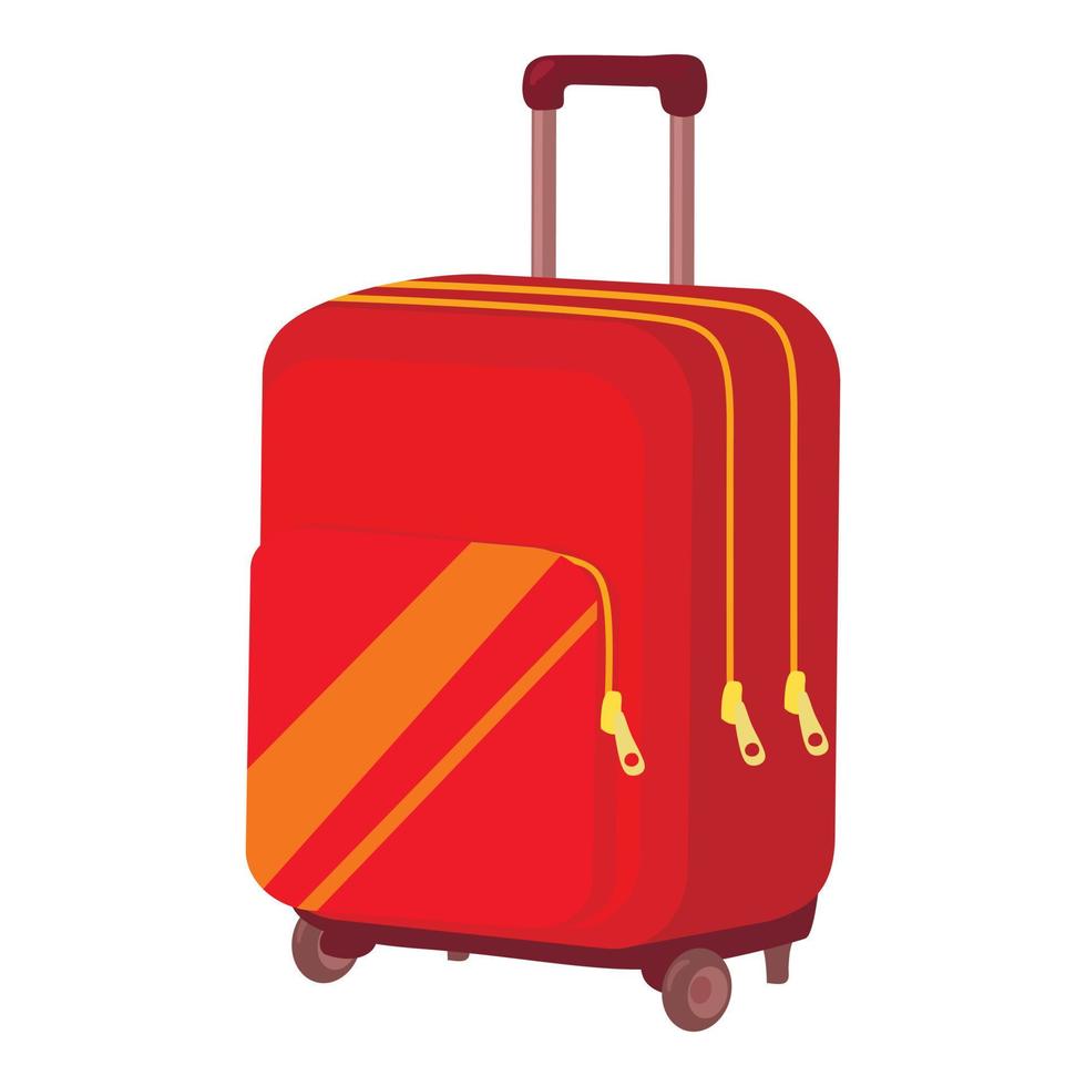 Travel suitcase icon, cartoon style vector