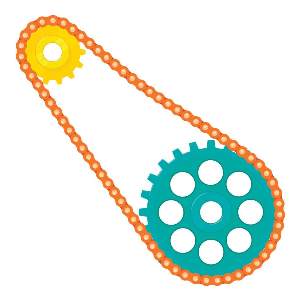 Chain with cogwheels icon, cartoon style vector