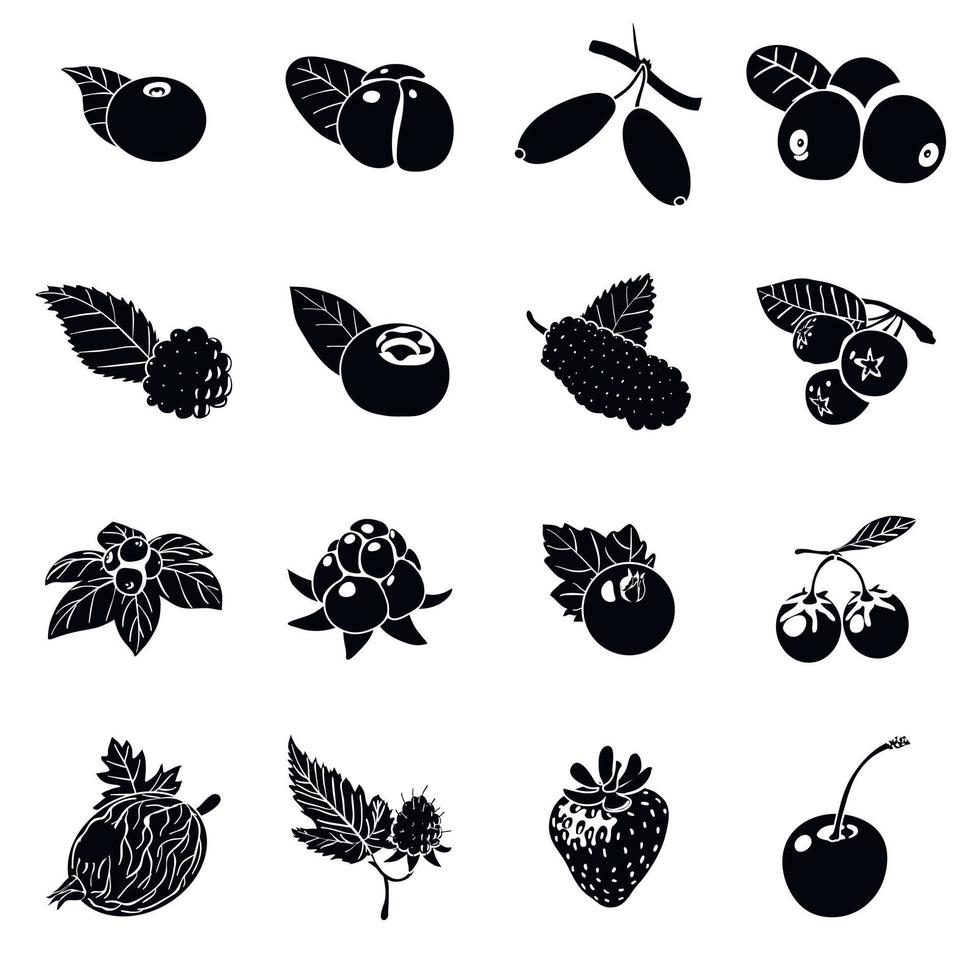 Berries icons set, simple style vector