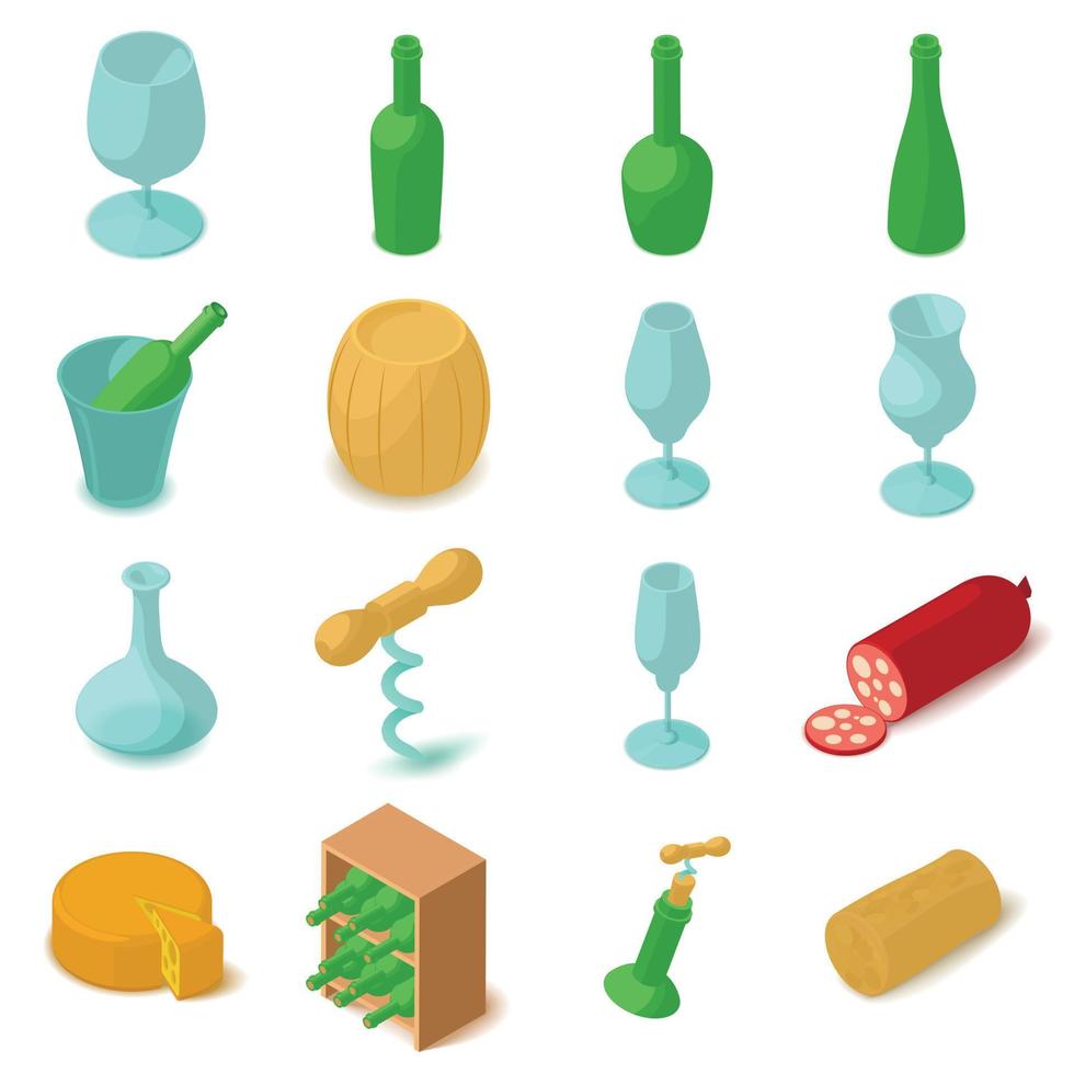 Winemaking icons set, cartoon style vector