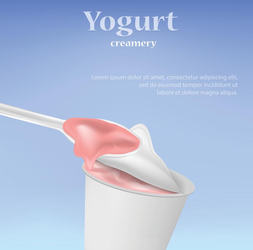 fondo de concepto de yogur, estilo realista vector