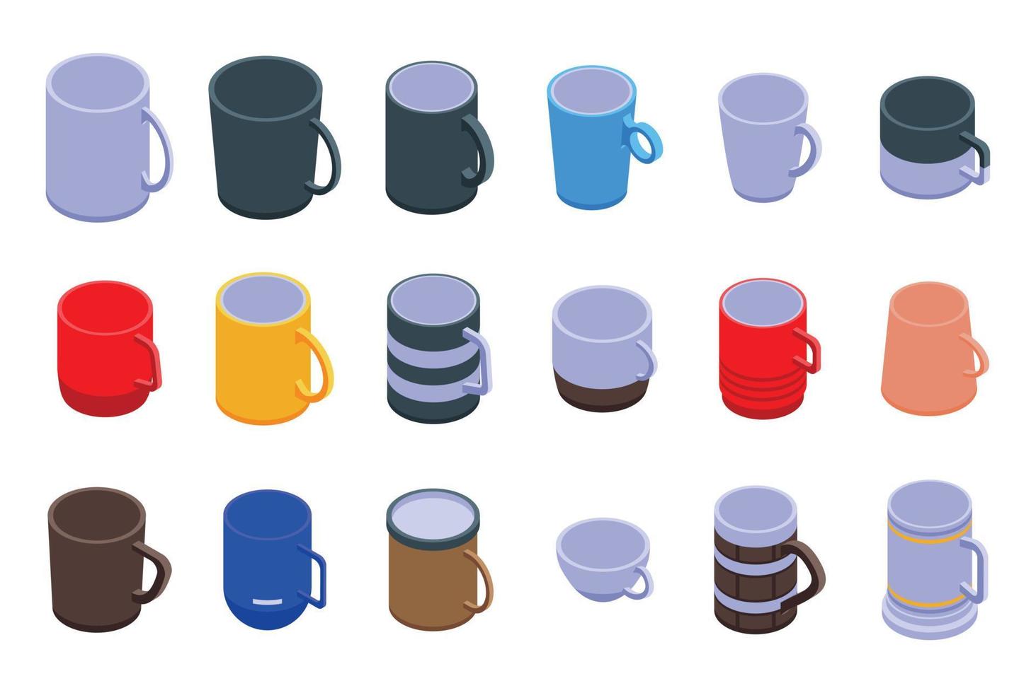 Mug icons set, isometric style vector