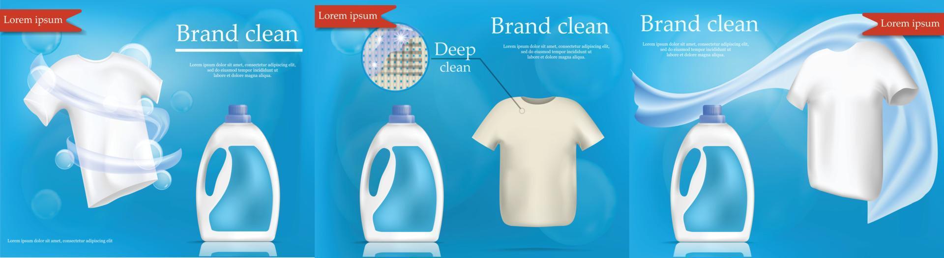 Laundry service banner set, realistic style vector
