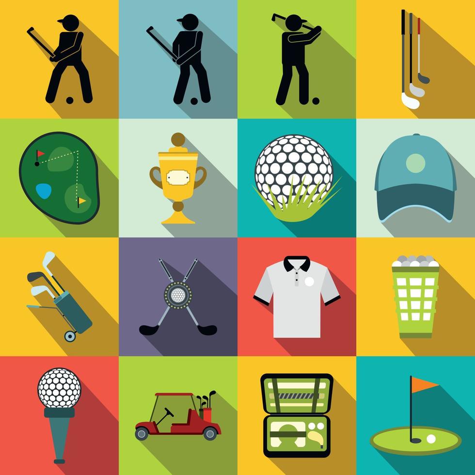 conjunto de iconos planos de golf vector