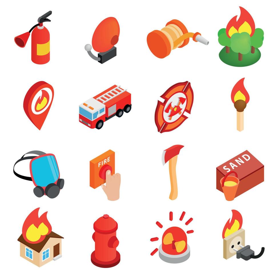 Firefighter isometric 3d icon vector