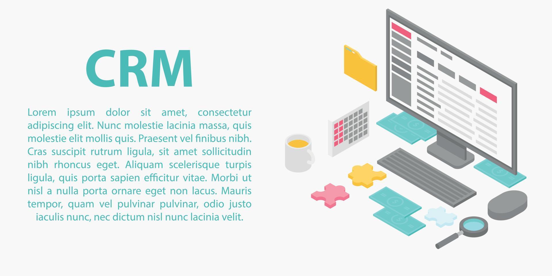 CRM concept banner, isometric style vector