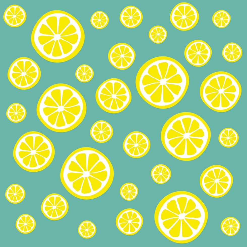 Tropical vector seamless pattern with yellow slices lemons. Vector summer bright print for fabric, wallpaper and decor.