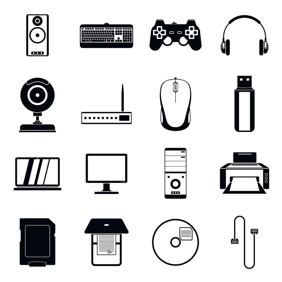 Computer icons set, simple style vector