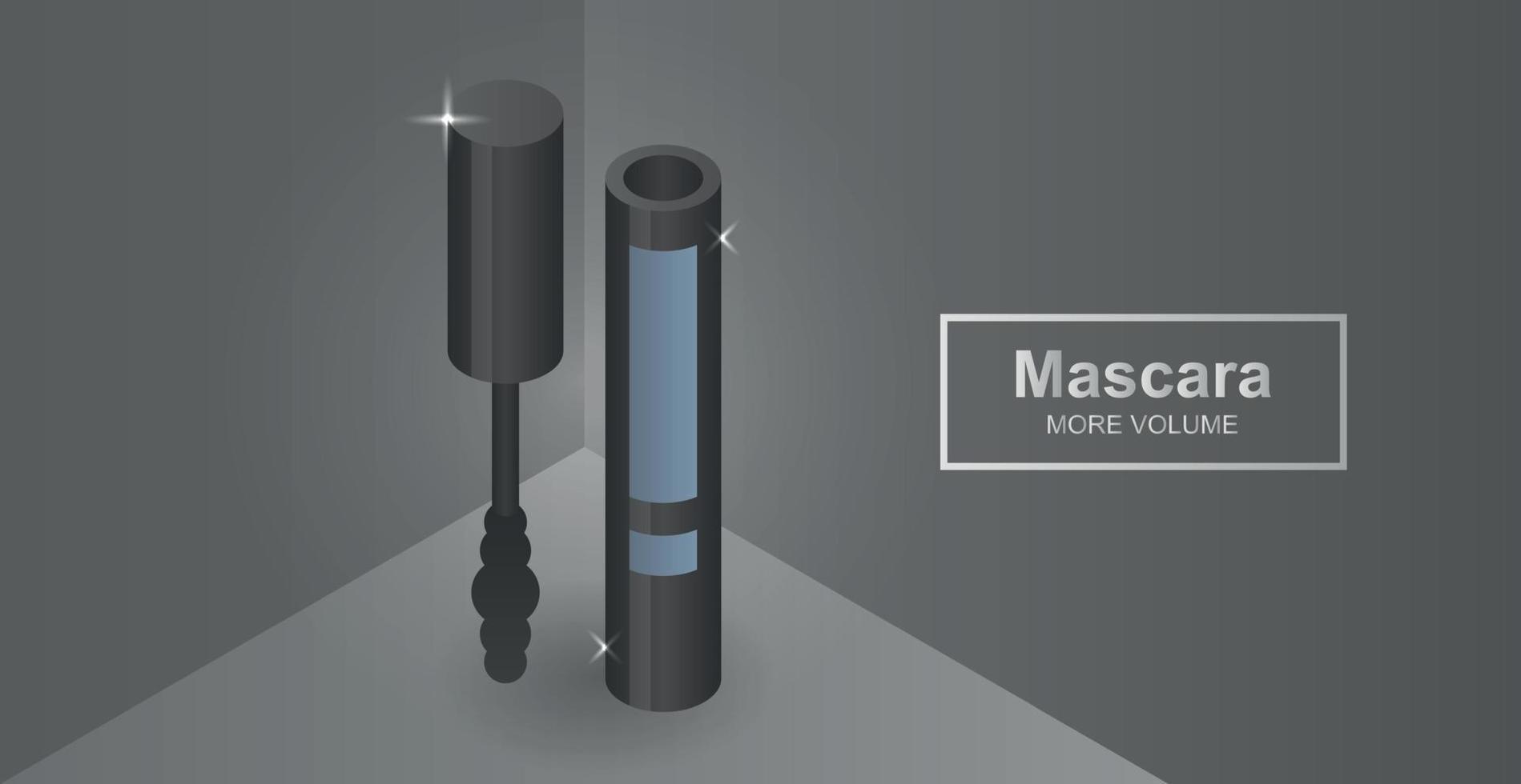 Mascara concept banner, isometric style vector