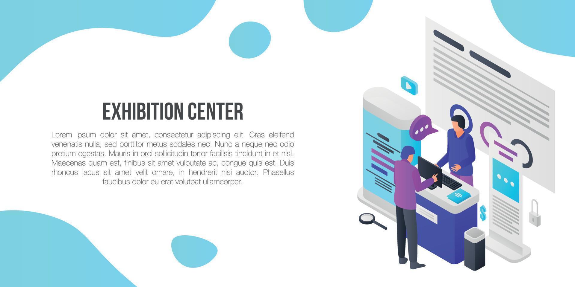 Exhibition center showroom concept banner, isometric style vector