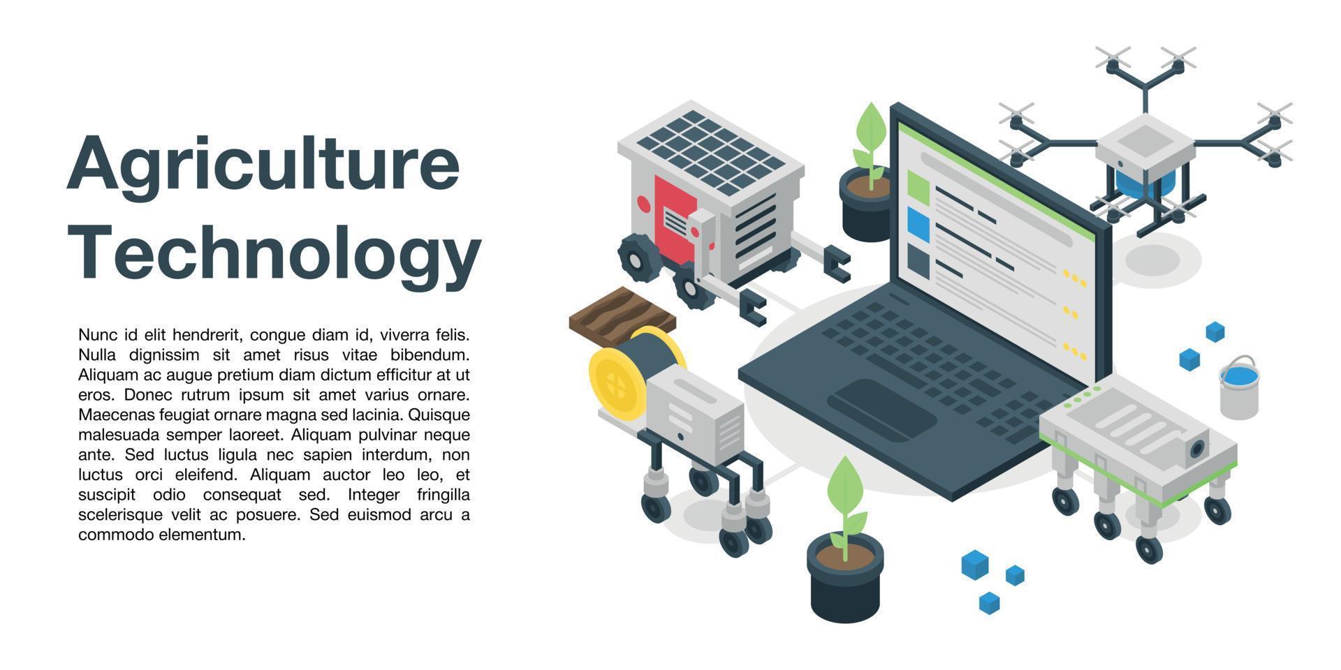 banner de concepto de tecnología agrícola, estilo isométrico vector