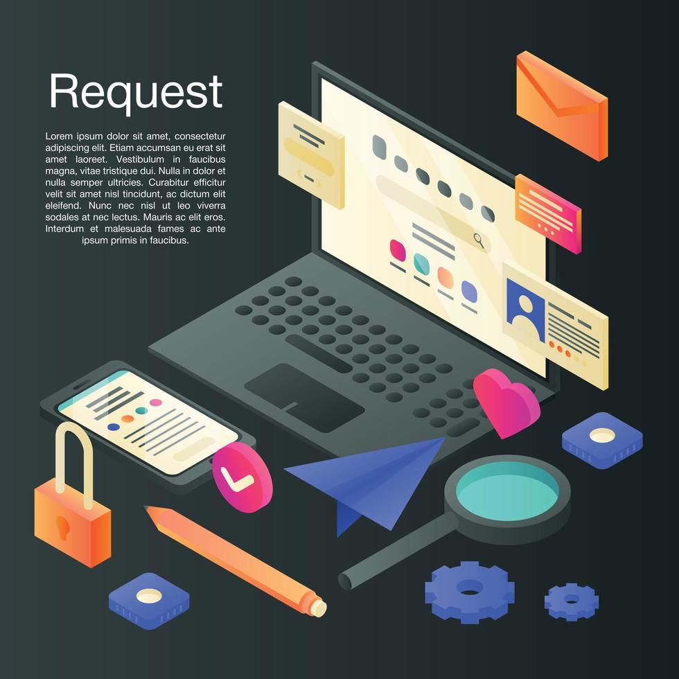 Request concept background, isometric style vector