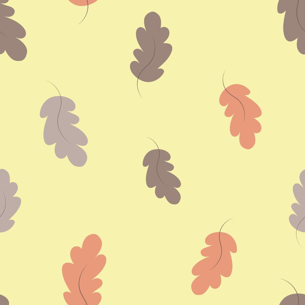 Autumn pastel oak leaves pattern vector