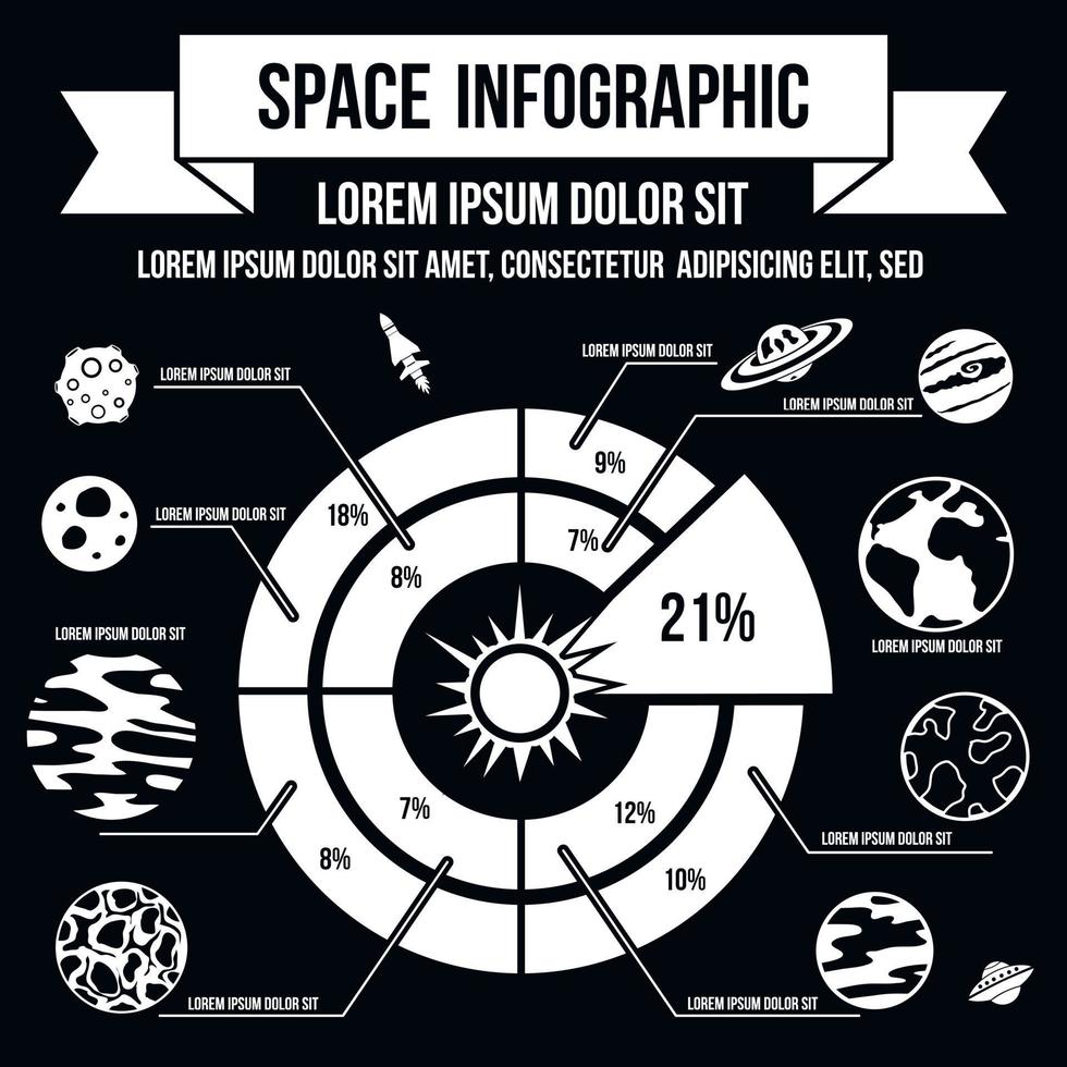 Space infographic, simple style vector