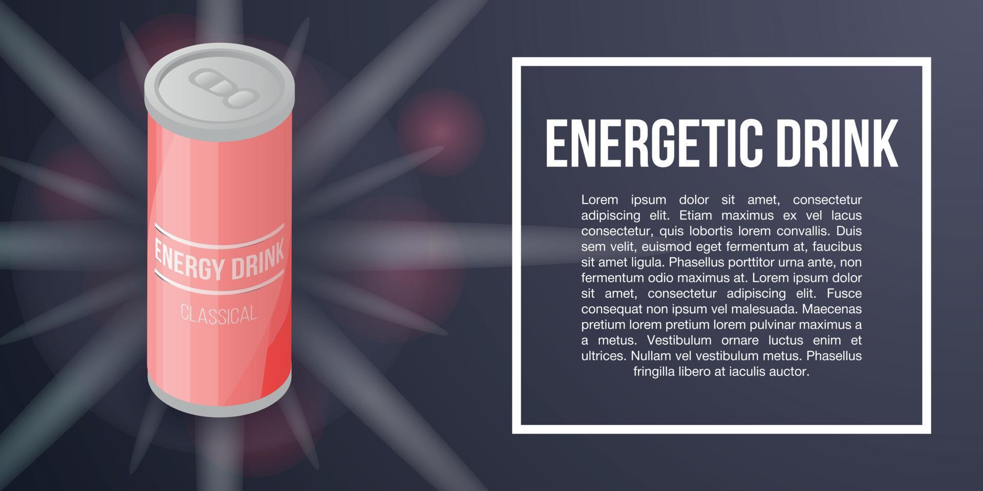Energy drink tin concept banner, isometric style vector