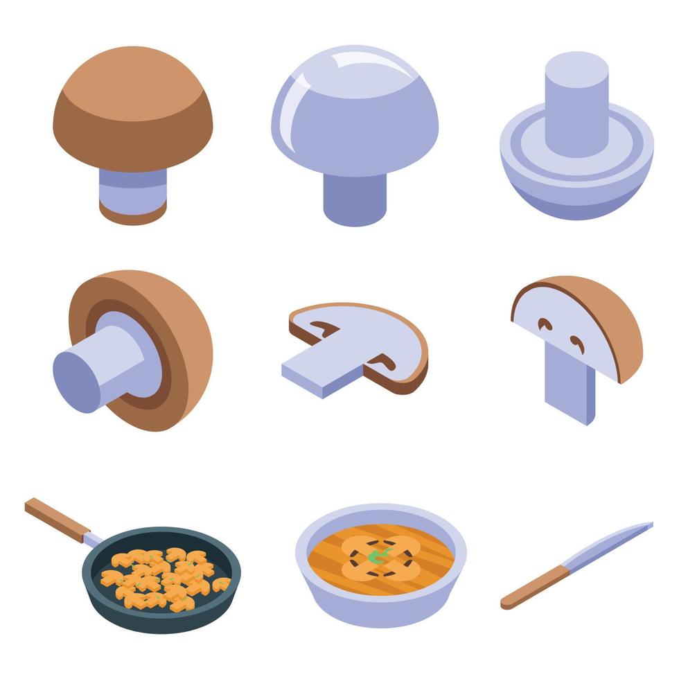 Champignon icons set, isometric style vector