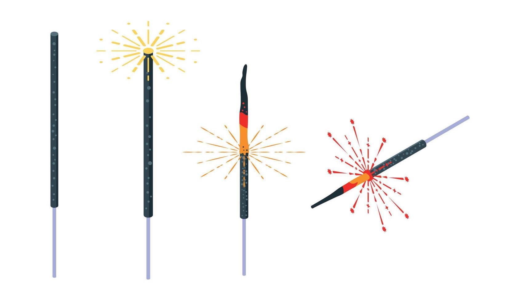 Sparkler icons set, isometric style vector