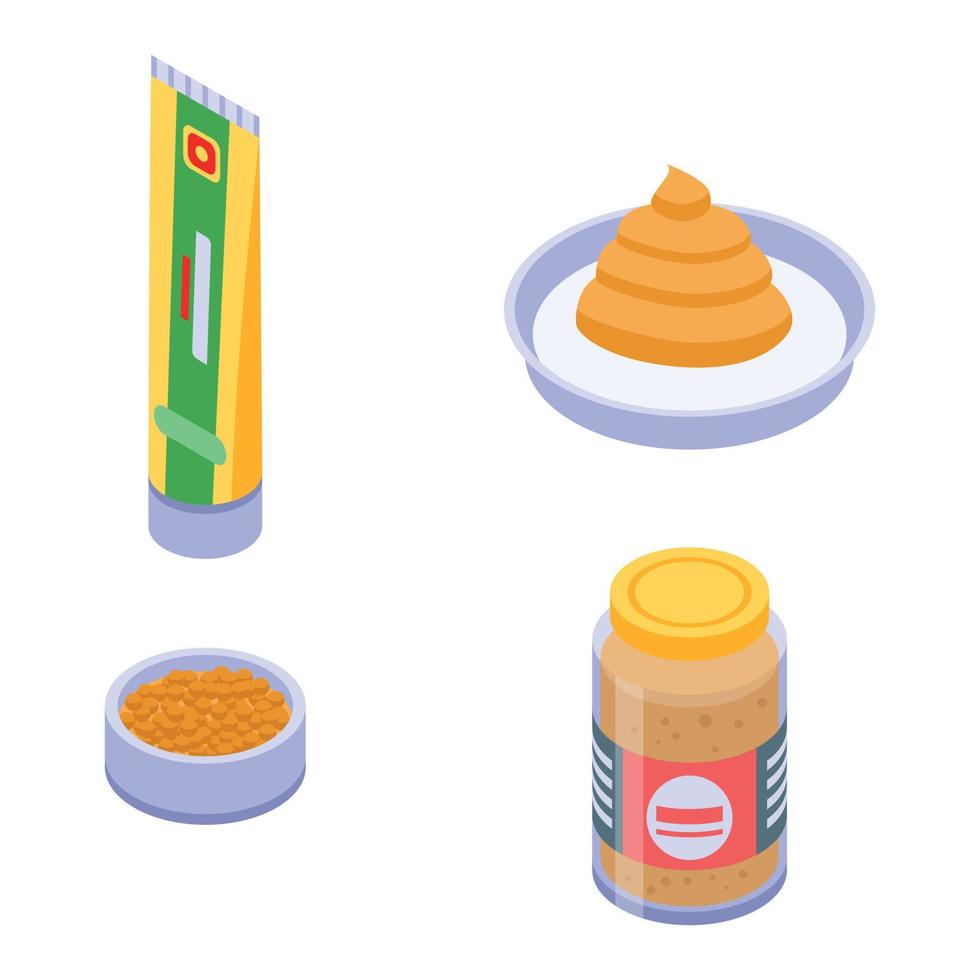 conjunto de iconos de mostaza, estilo isométrico vector