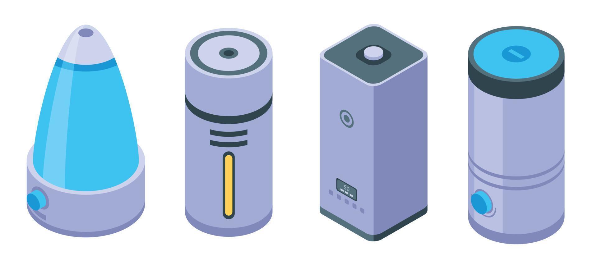 Humidifier icons set, isometric style vector