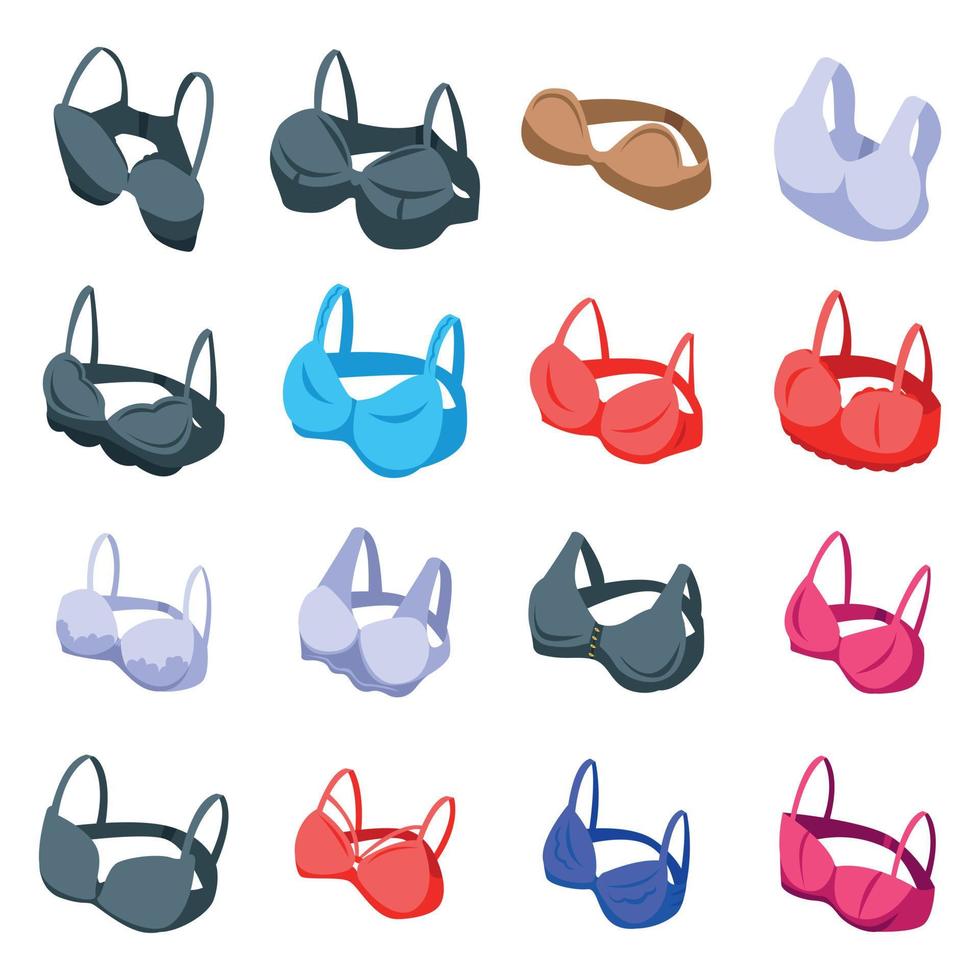 Bra icons set, isometric style vector