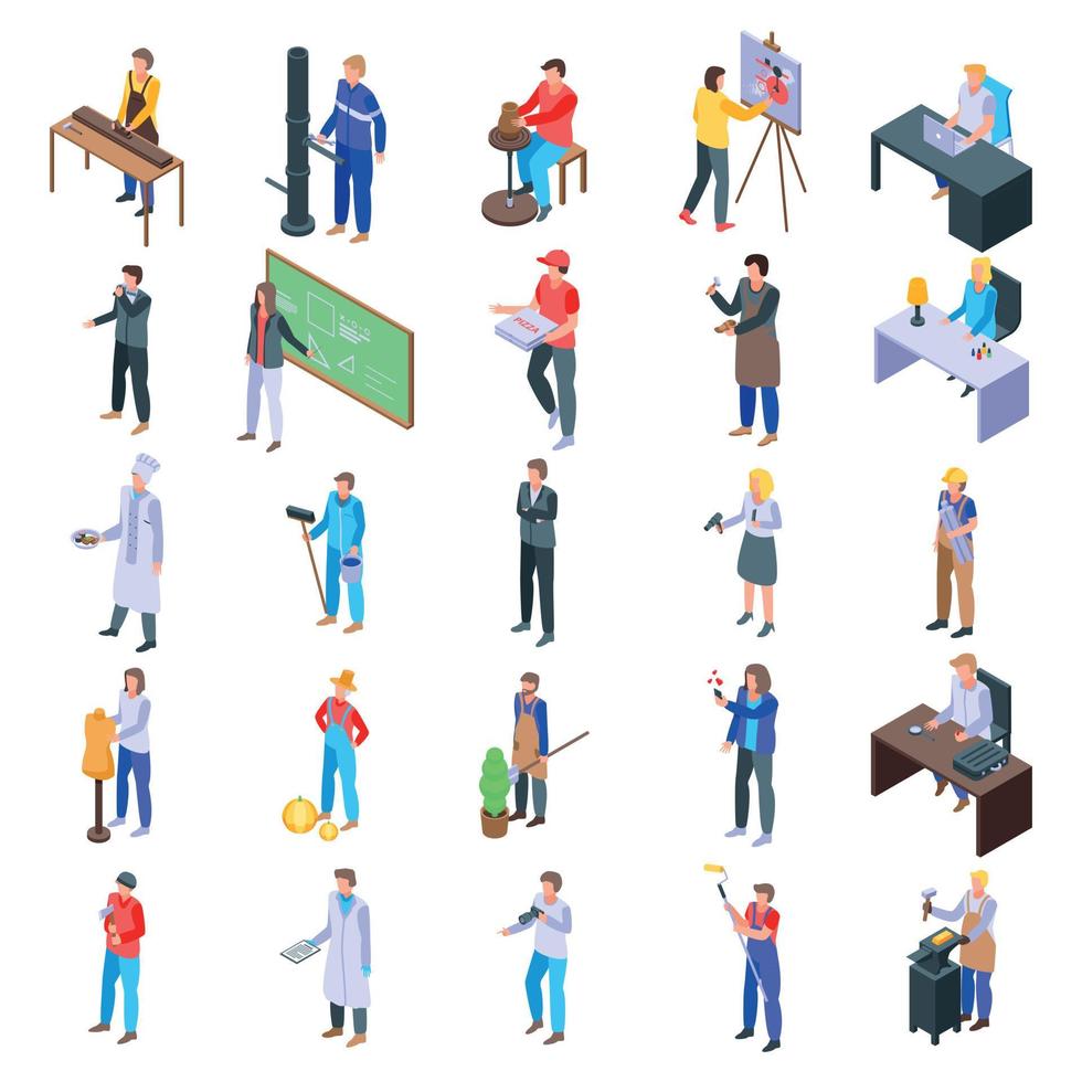 Artisan icons set, isometric style vector