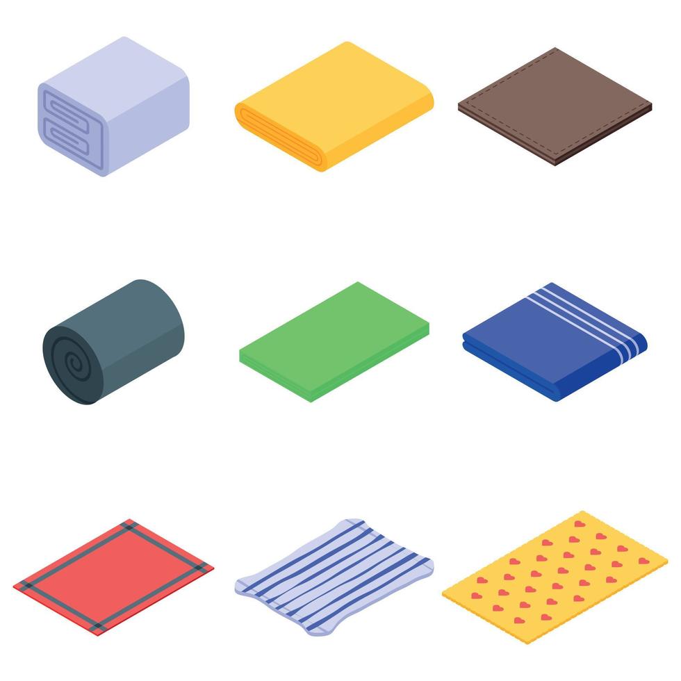 Blanket icons set, isometric style vector