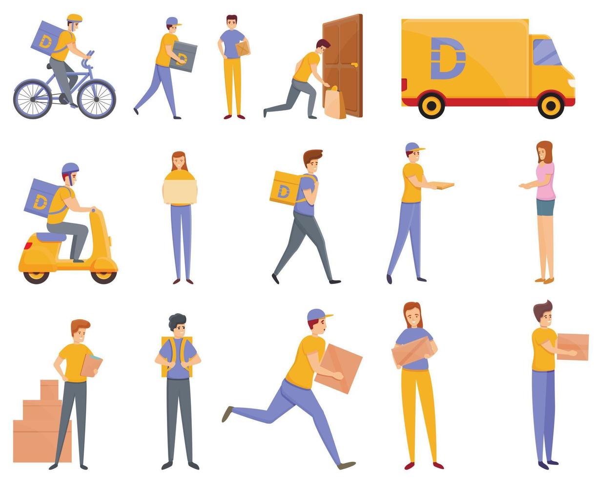 Home delivery icons set, cartoon style vector