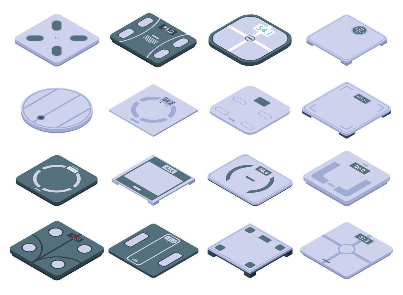 Smart scales icons set, isometric style vector